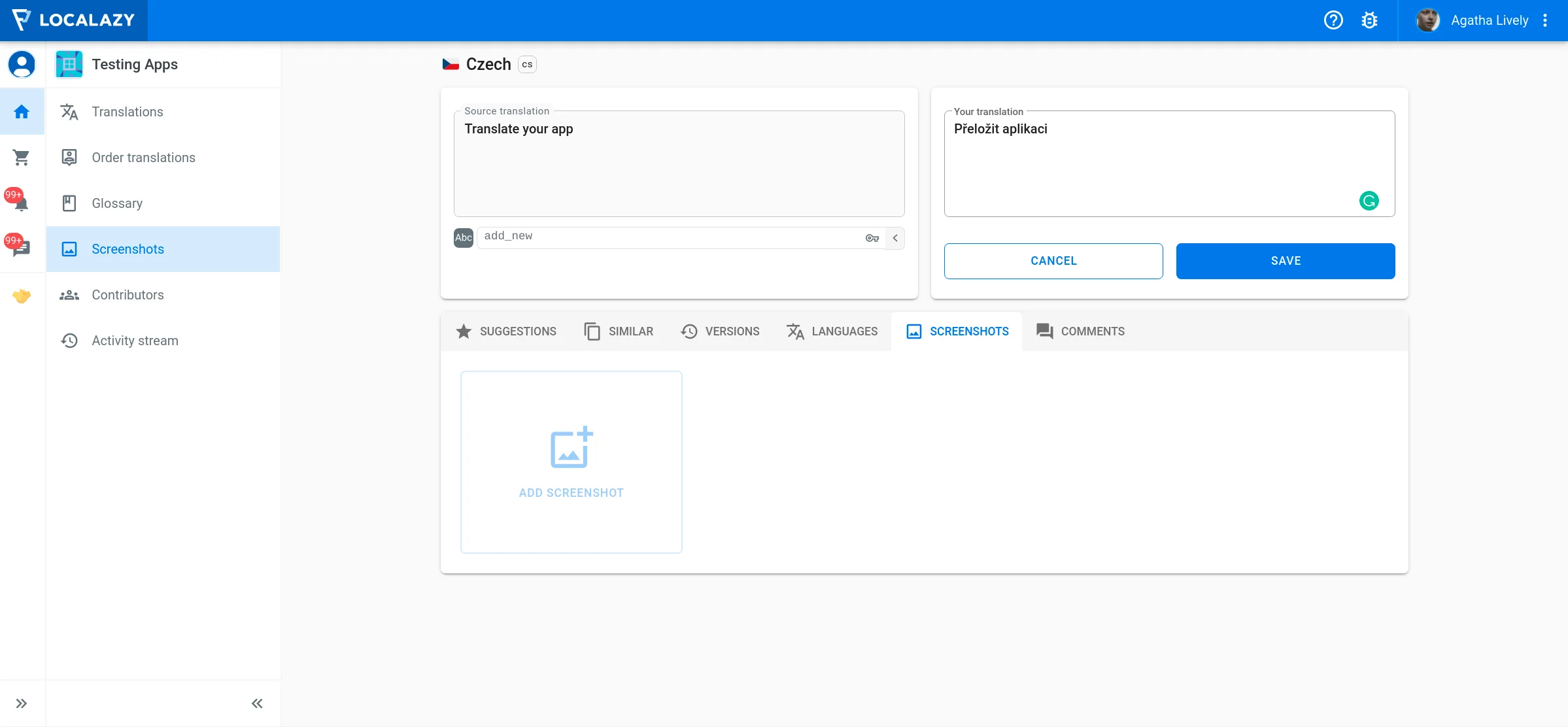Localazy Screenshots - Translation Screen Linking
