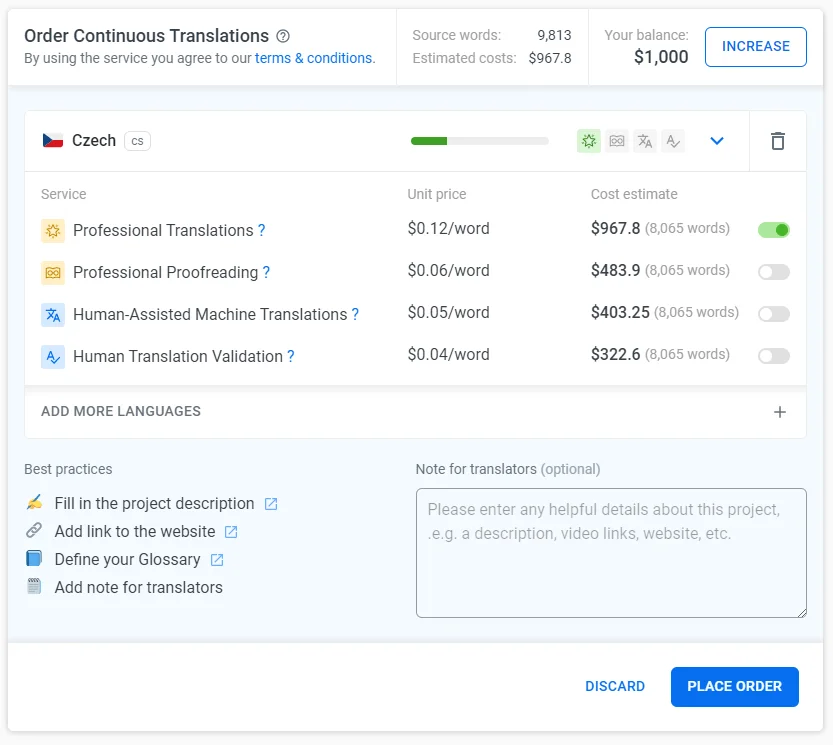 Localazy Translation Services: Ordering Professional Translations