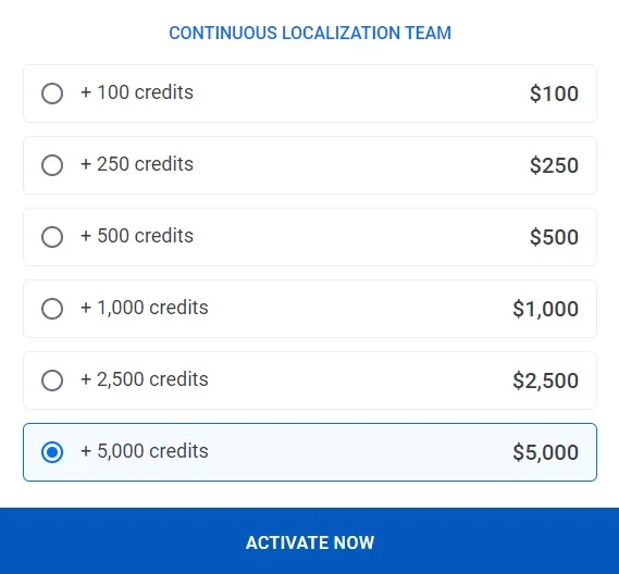 Localazy Translation Services: Purchase Credits