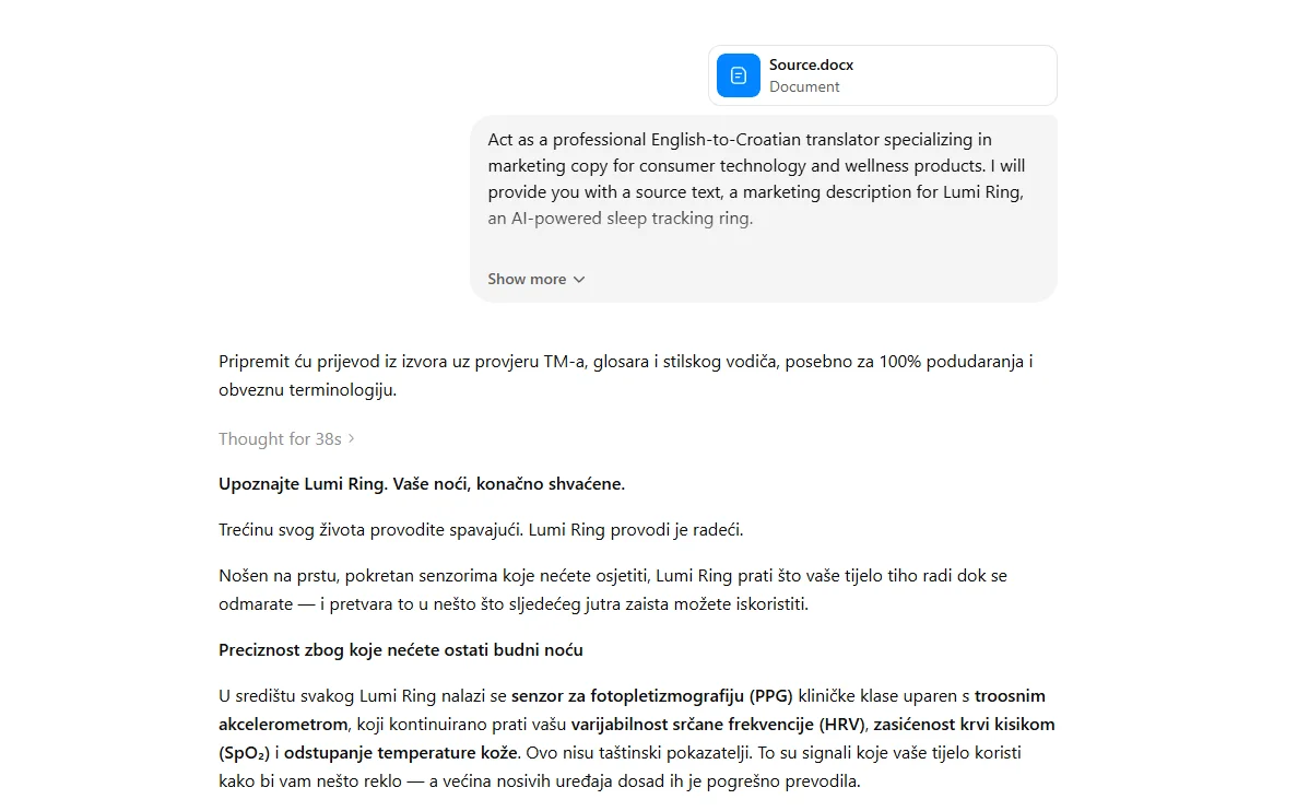 English to Croatian translation on ChatGPT, version GPT-5.5.