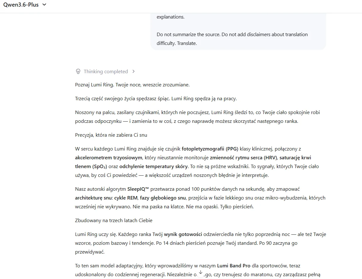English to Polish translation in Qwen 3.6-Plus.