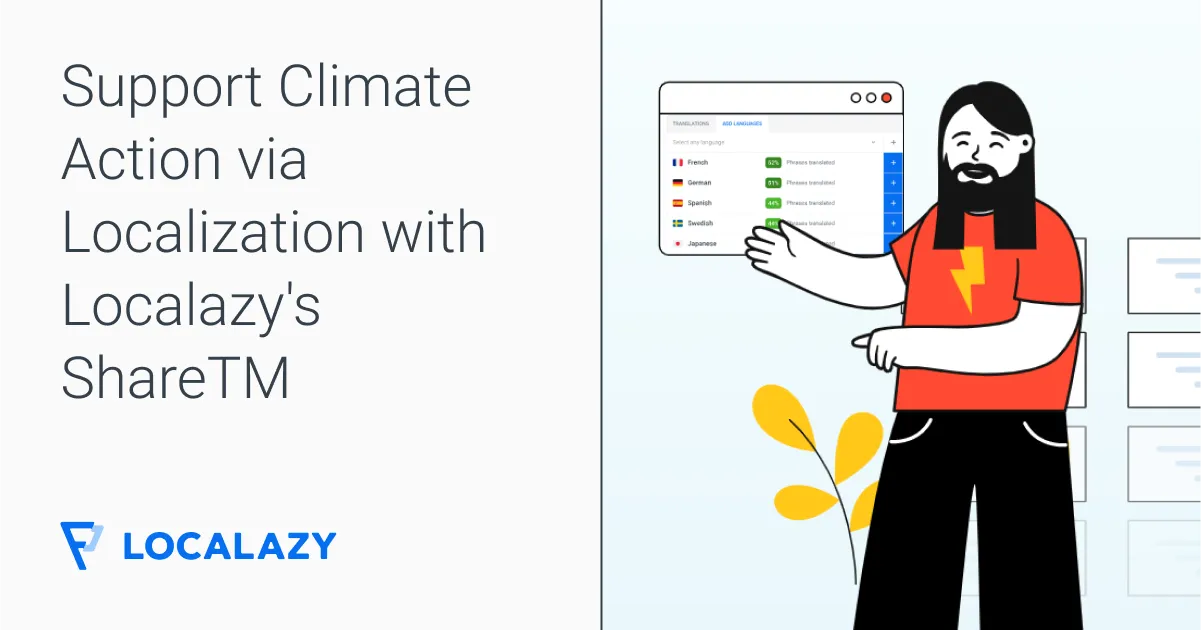 Illustration of Support climate action via localization with Localazy's Shared Translation Memory 🌍